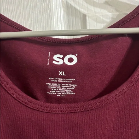 SO Women's Burgundy Long Sleeve top - Picture 3 of 4